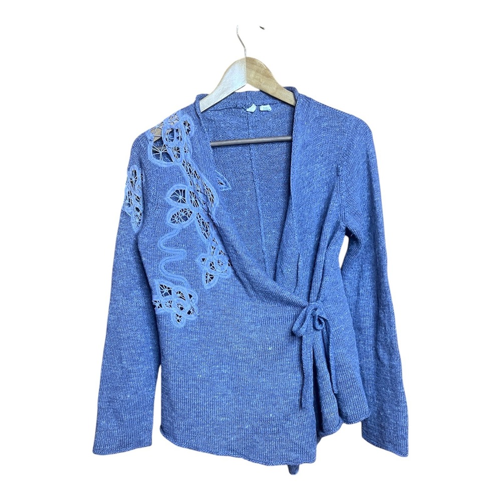 FLAW Moth Anthropologie Wool Blend Cardigan M Craft Purple Lagenlook Cottagecore